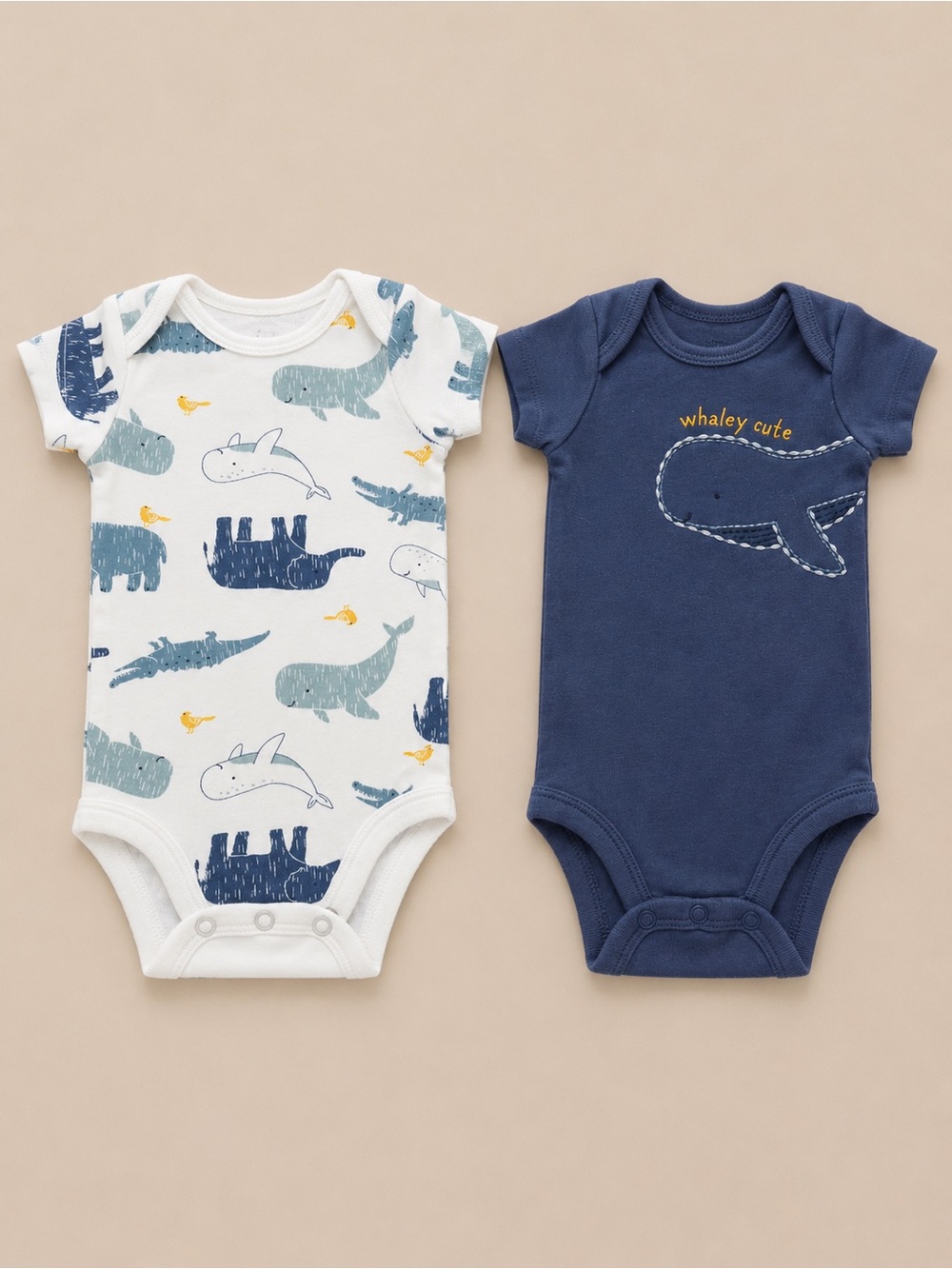 Carter’s - 2 Onesies W/ Whales (Cotton) - NB